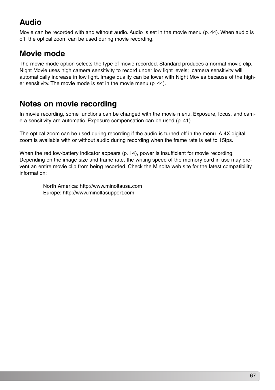 Audio movie mode | Konica Minolta SY-A308 User Manual | Page 67 / 116