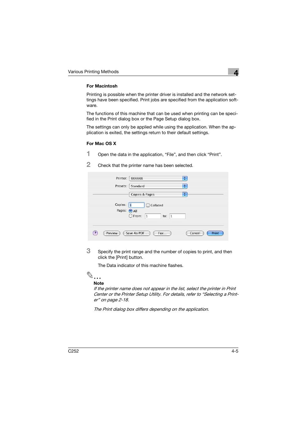 For macintosh, For mac os x, For macintosh -5 for mac os x -5 | Konica Minolta BIZHUB C252 User Manual | Page 58 / 96
