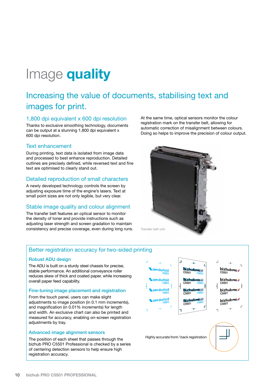 Image quality | Konica Minolta BIZHUB PRO C5501 User Manual | Page 10 / 16