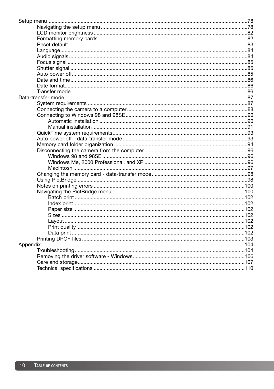 Konica Minolta DiMAGE X31 User Manual | Page 10 / 112
