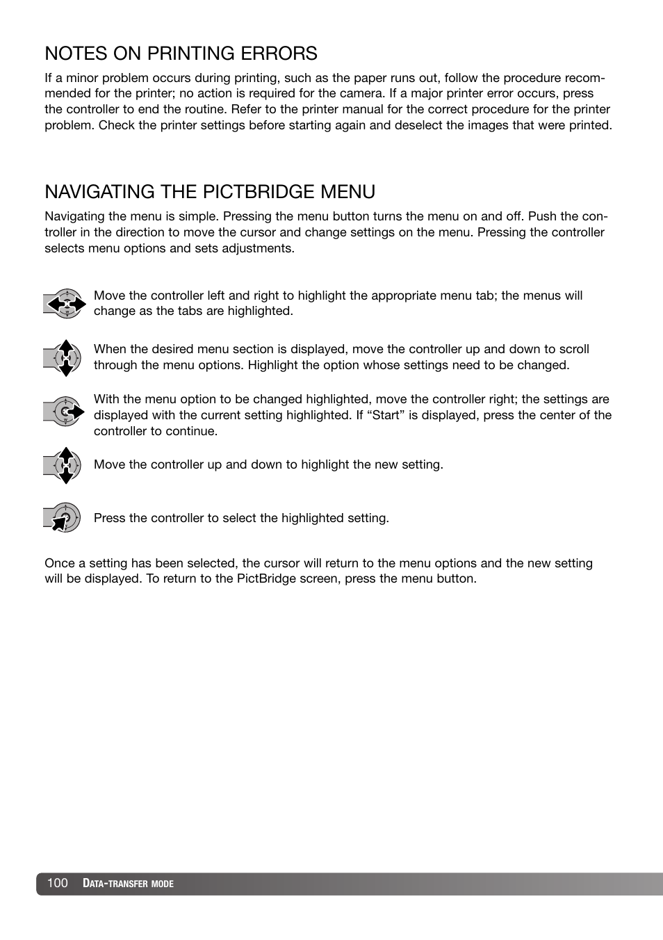 Navigating the pictbridge menu | Konica Minolta DiMAGE X31 User Manual | Page 100 / 112