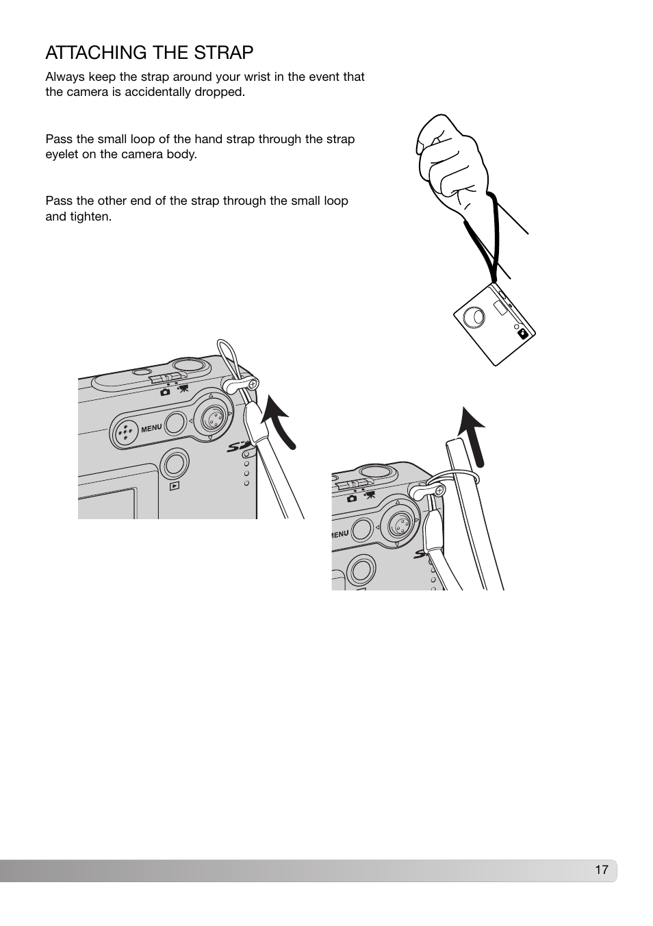Attaching the strap | Konica Minolta DiMAGE X31 User Manual | Page 17 / 112
