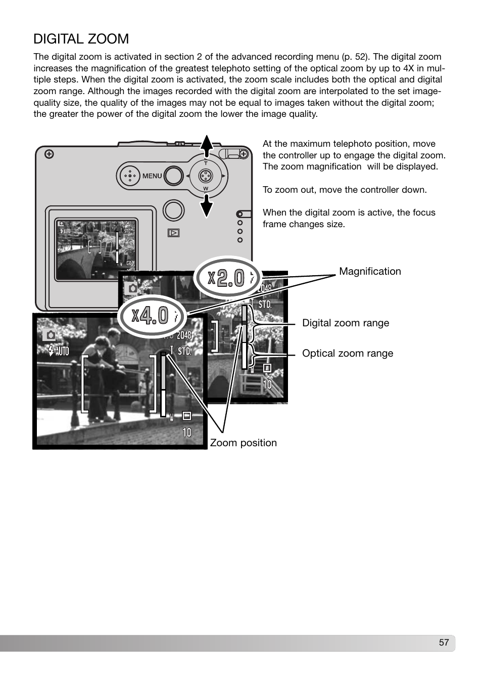 Digital zoom | Konica Minolta DiMAGE X31 User Manual | Page 57 / 112
