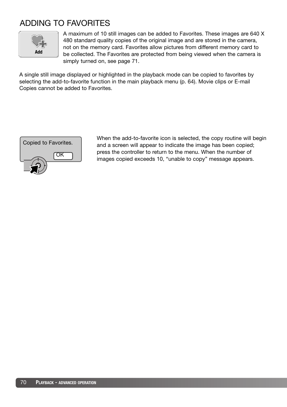 Adding to favorites | Konica Minolta DiMAGE X31 User Manual | Page 70 / 112