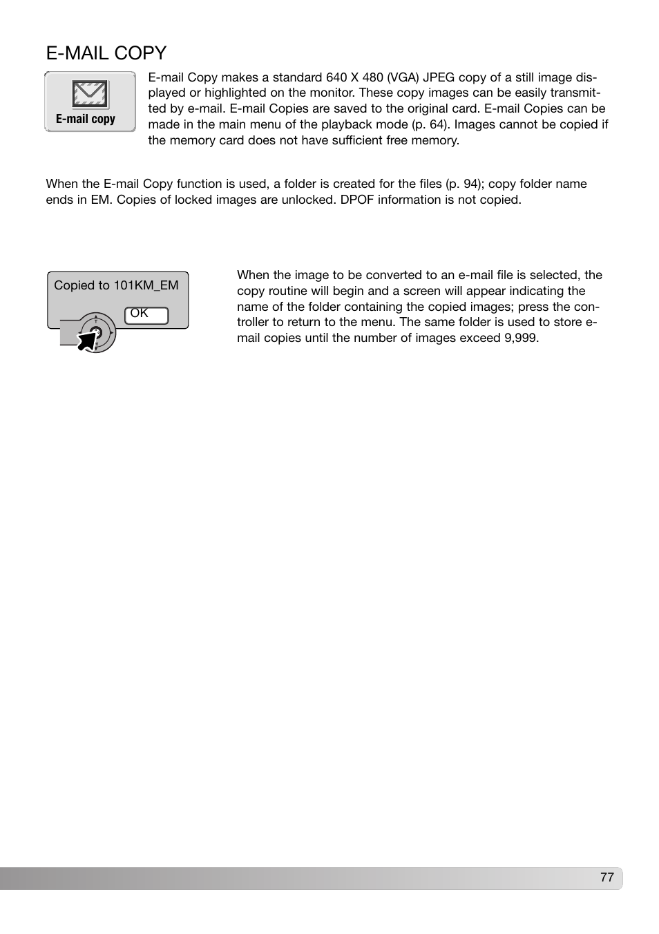 E-mail copy | Konica Minolta DiMAGE X31 User Manual | Page 77 / 112