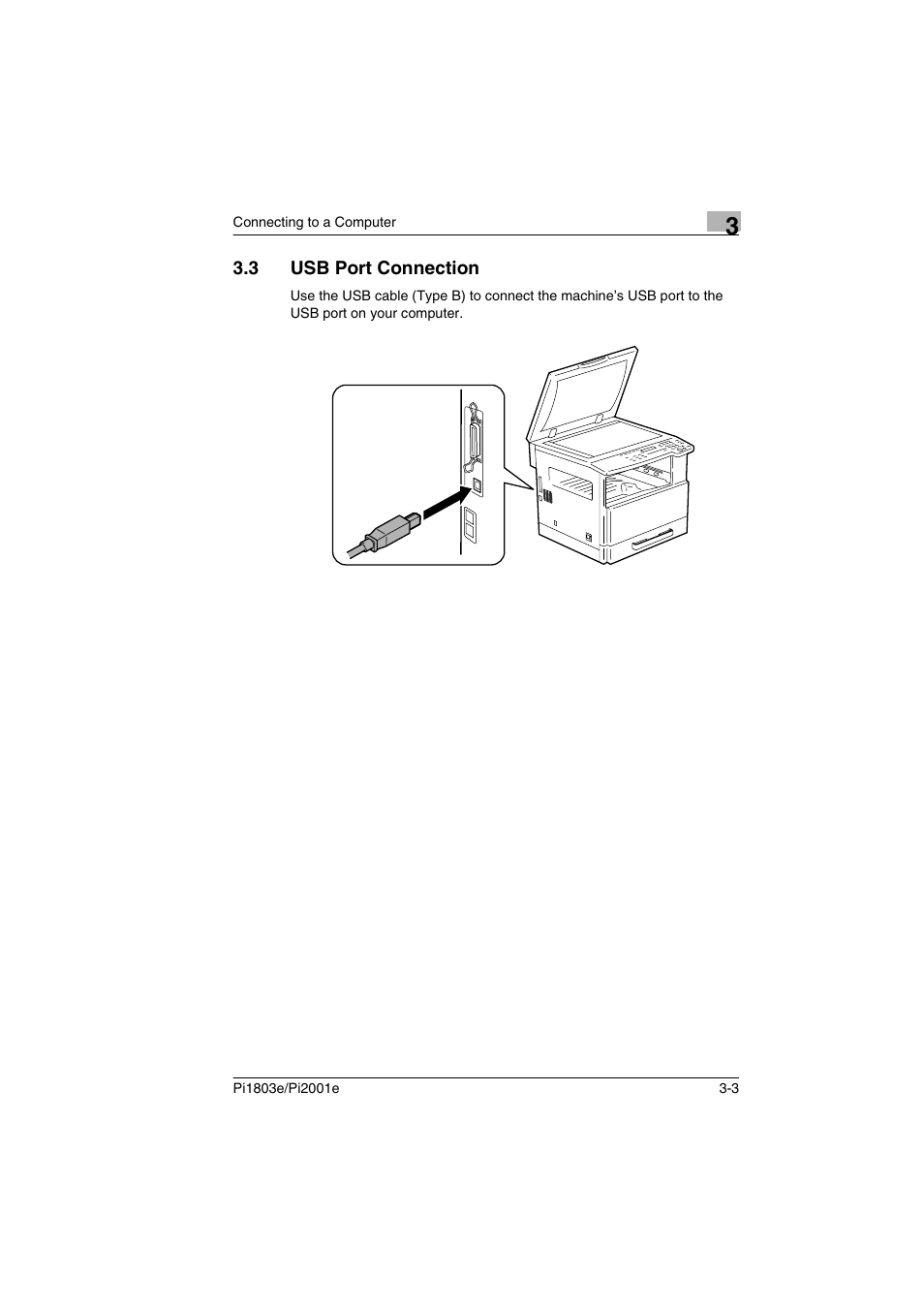 3 usb port connection, Usb port connection -3 | Konica Minolta Pi2001e User Manual | Page 18 / 34