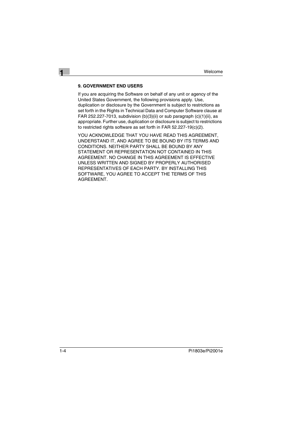 Government end users, Government end users -4 | Konica Minolta Pi2001e User Manual | Page 9 / 34