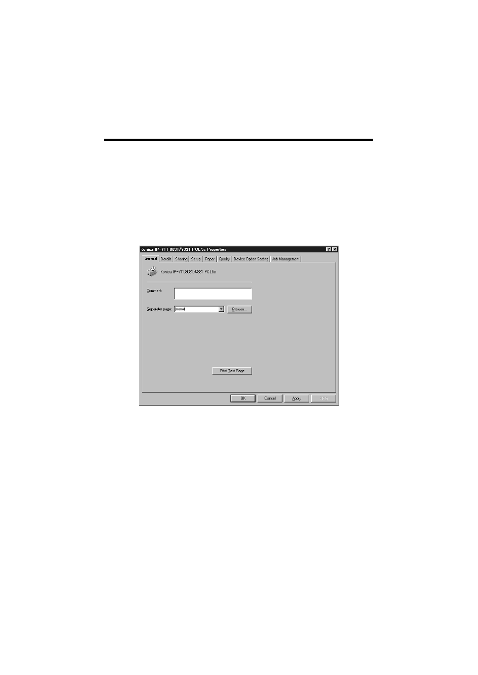 7 operation checks after installation of driver, Test printing from client pc | Konica Minolta IP-711 User Manual | Page 48 / 209