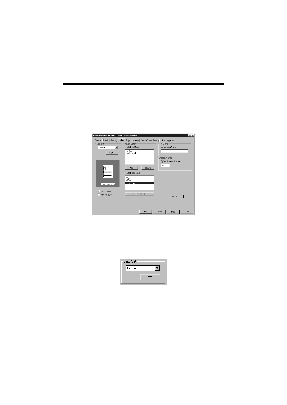1 device option setting, 2 using easy set, 1 device option setting 6.2 using easy set | Konica Minolta IP-711 User Manual | Page 56 / 209
