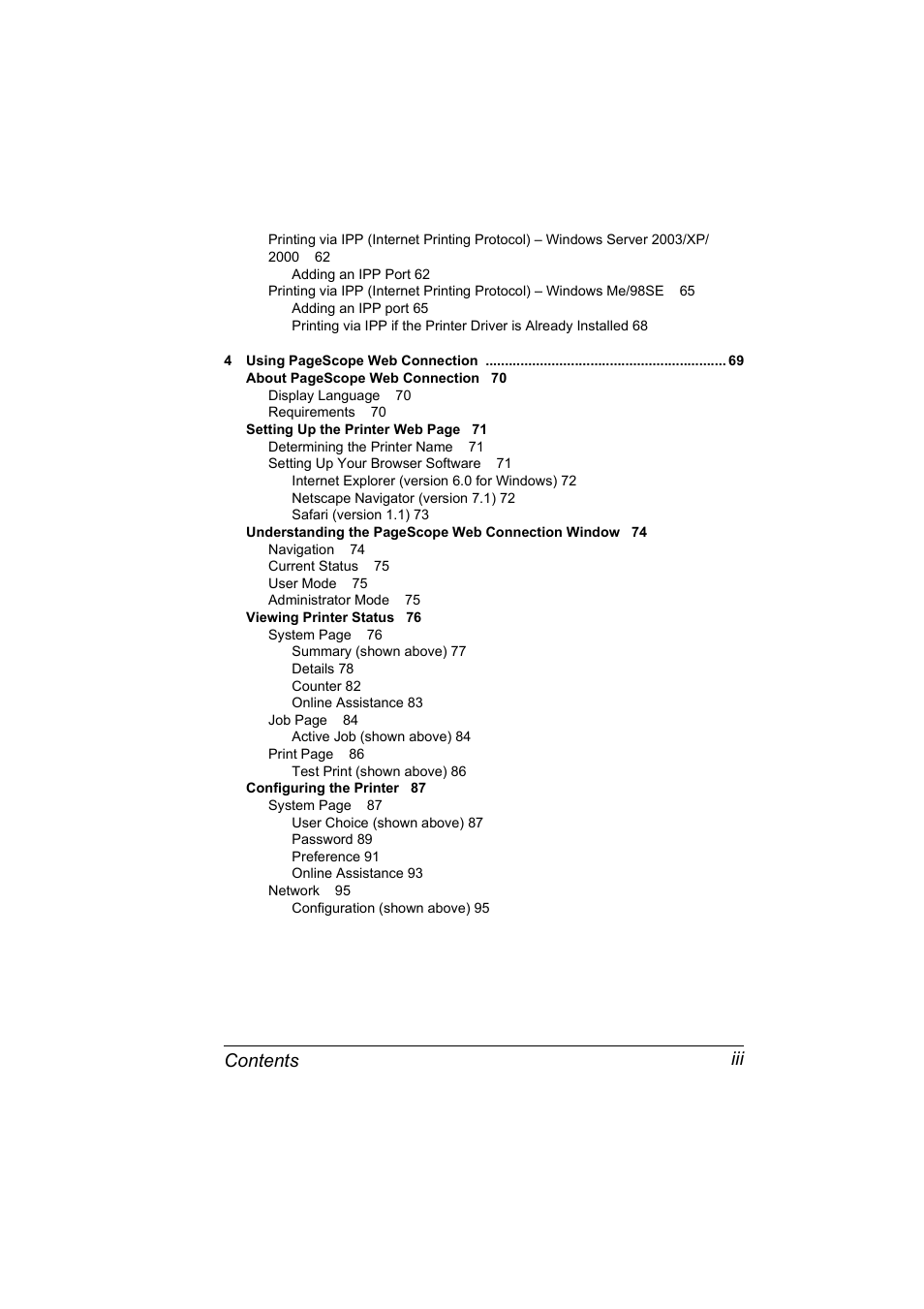 Contents iii | Konica Minolta Magicolor 5430 DL User Manual | Page 5 / 114