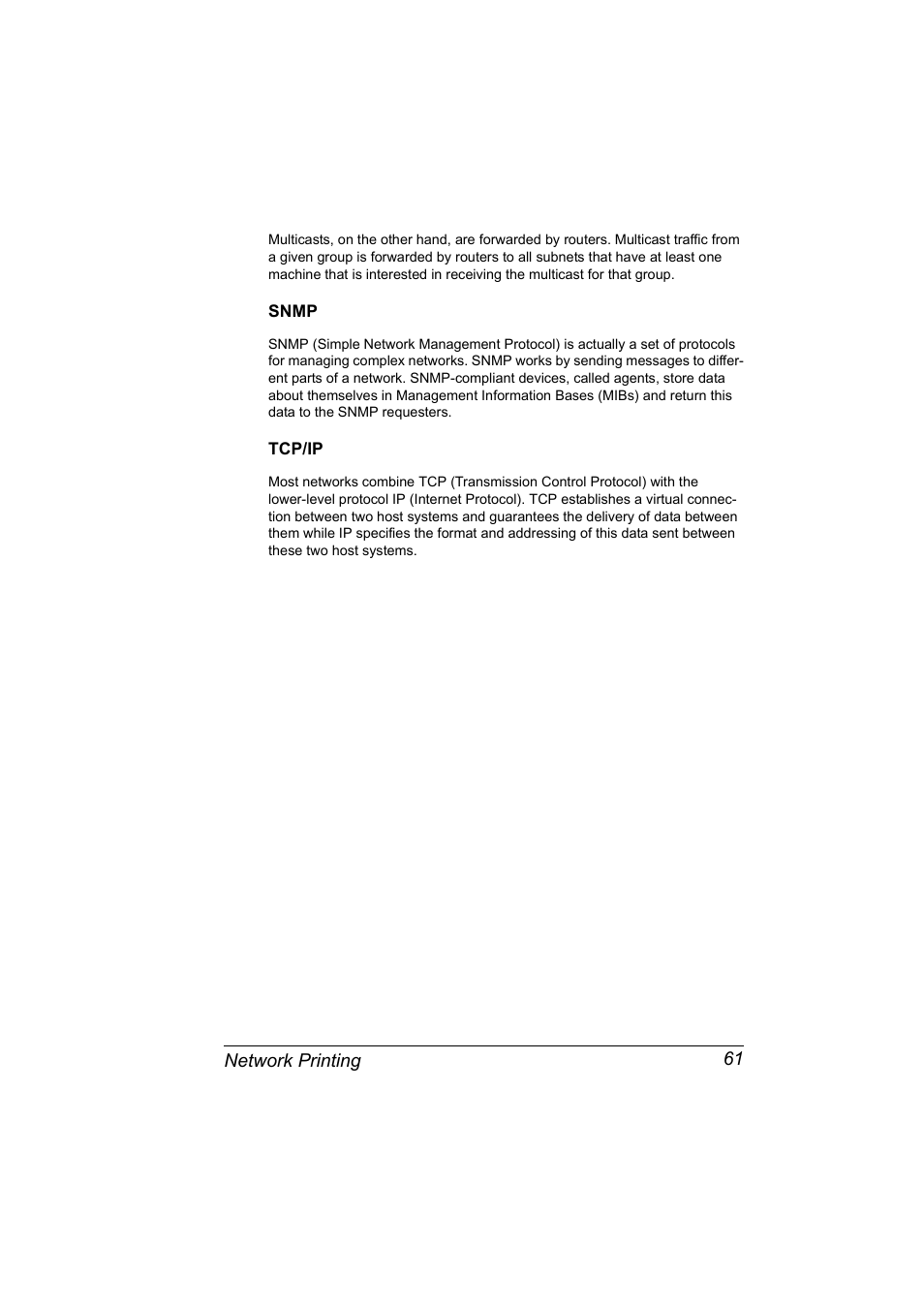 Snmp, Tcp/ip, Snmp 61 tcp/ip 61 | Konica Minolta Magicolor 5430 DL User Manual | Page 67 / 114