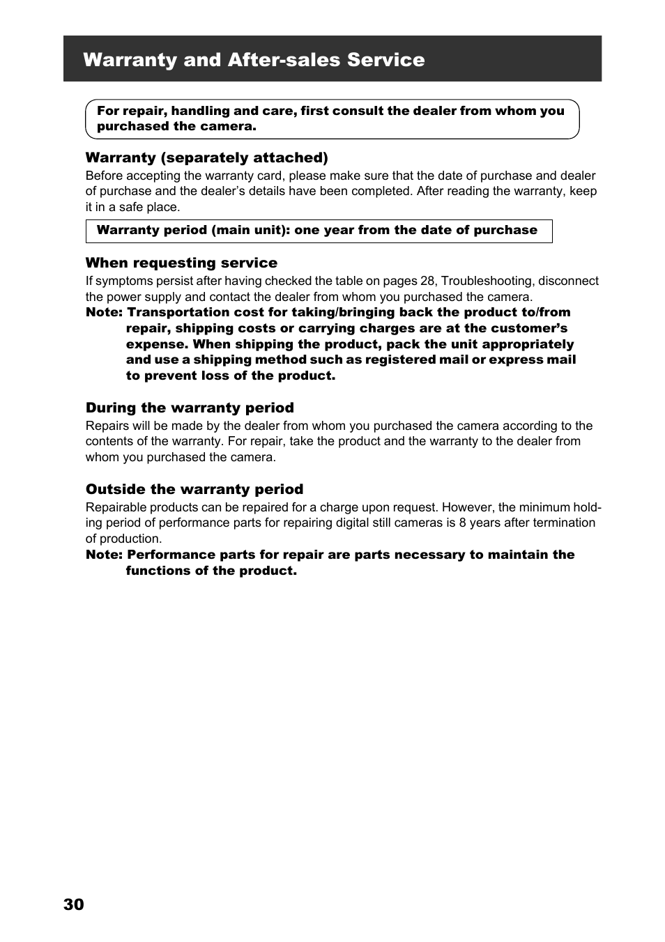 Warranty and after-sales service | Konica Minolta Konica Revio C2 User Manual | Page 30 / 33