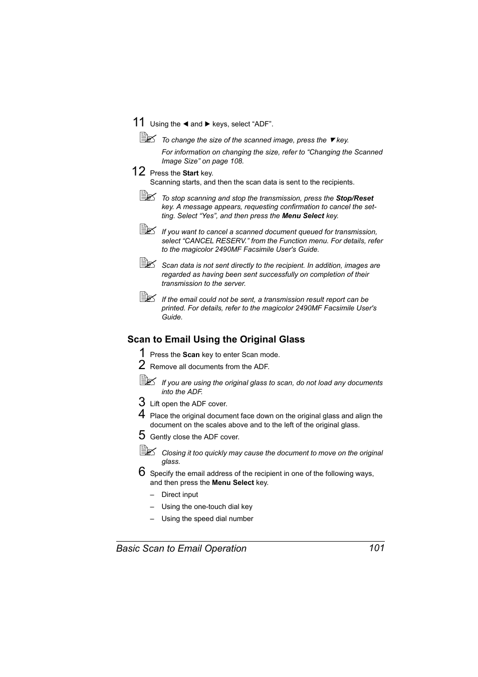 Scan to email using the original glass, Scan to email using the original glass 101 | Konica Minolta 2490MF User Manual | Page 113 / 226