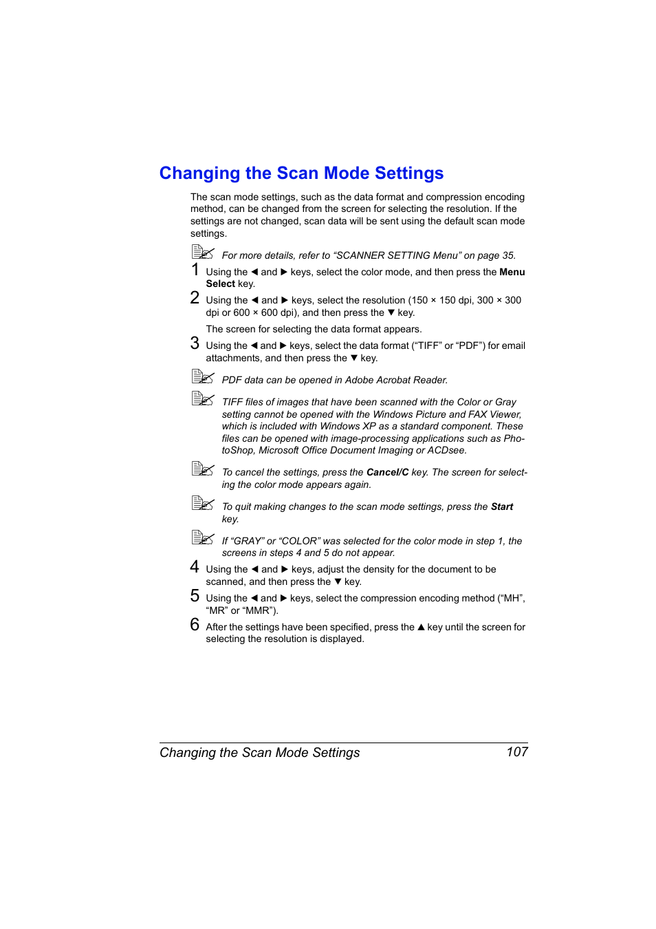 Changing the scan mode settings, Changing the scan mode settings 107 | Konica Minolta 2490MF User Manual | Page 119 / 226