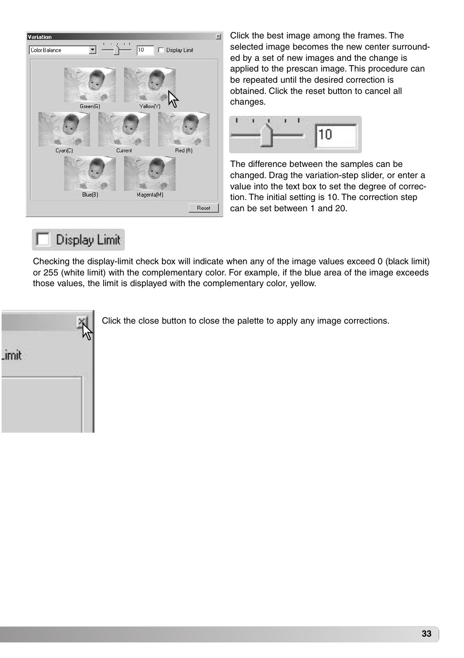 Brightness, contrast, and color-balance palette | Konica Minolta DiMAGE Viewer User Manual | Page 33 / 92