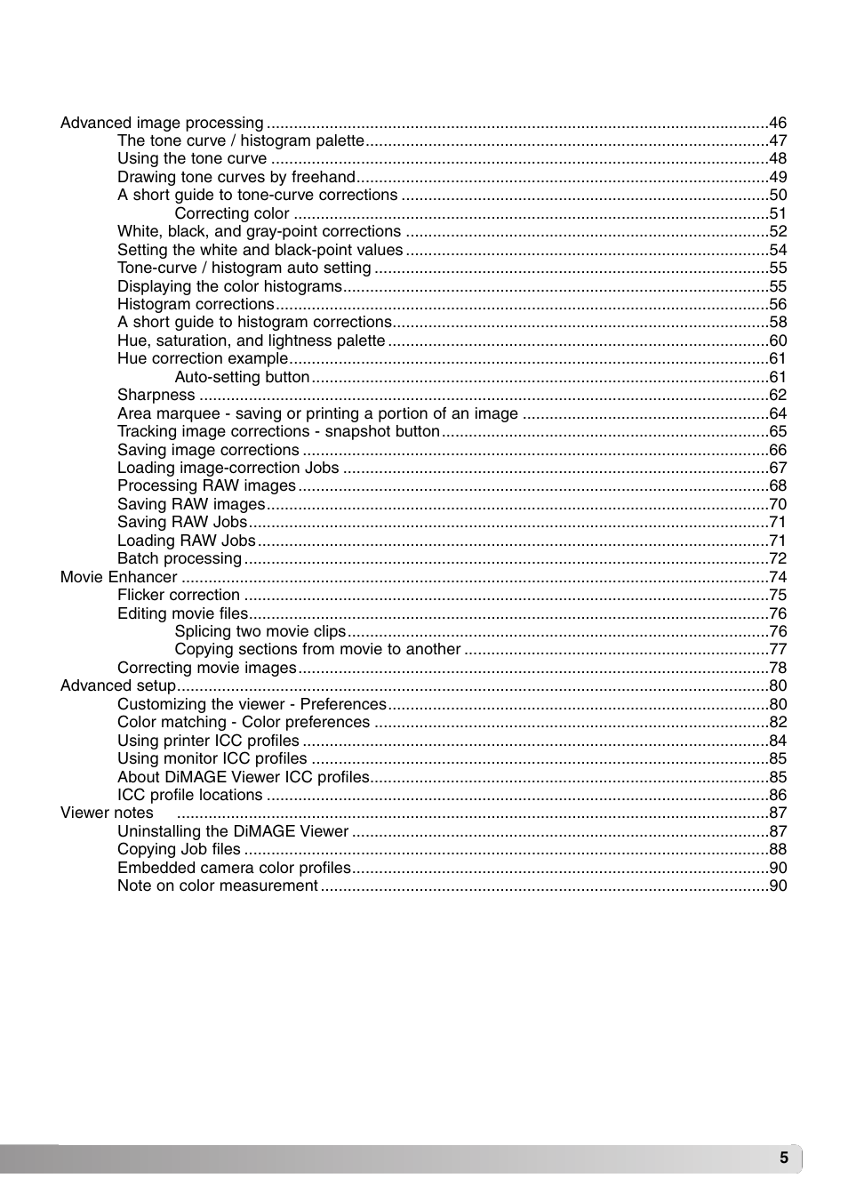 Konica Minolta DiMAGE Viewer User Manual | Page 5 / 92