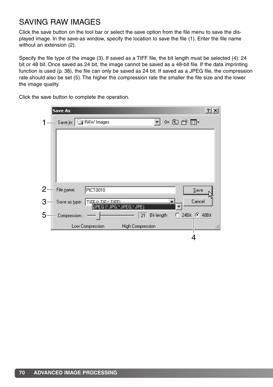 Saving raw images | Konica Minolta DiMAGE Viewer User Manual | Page 70 / 92