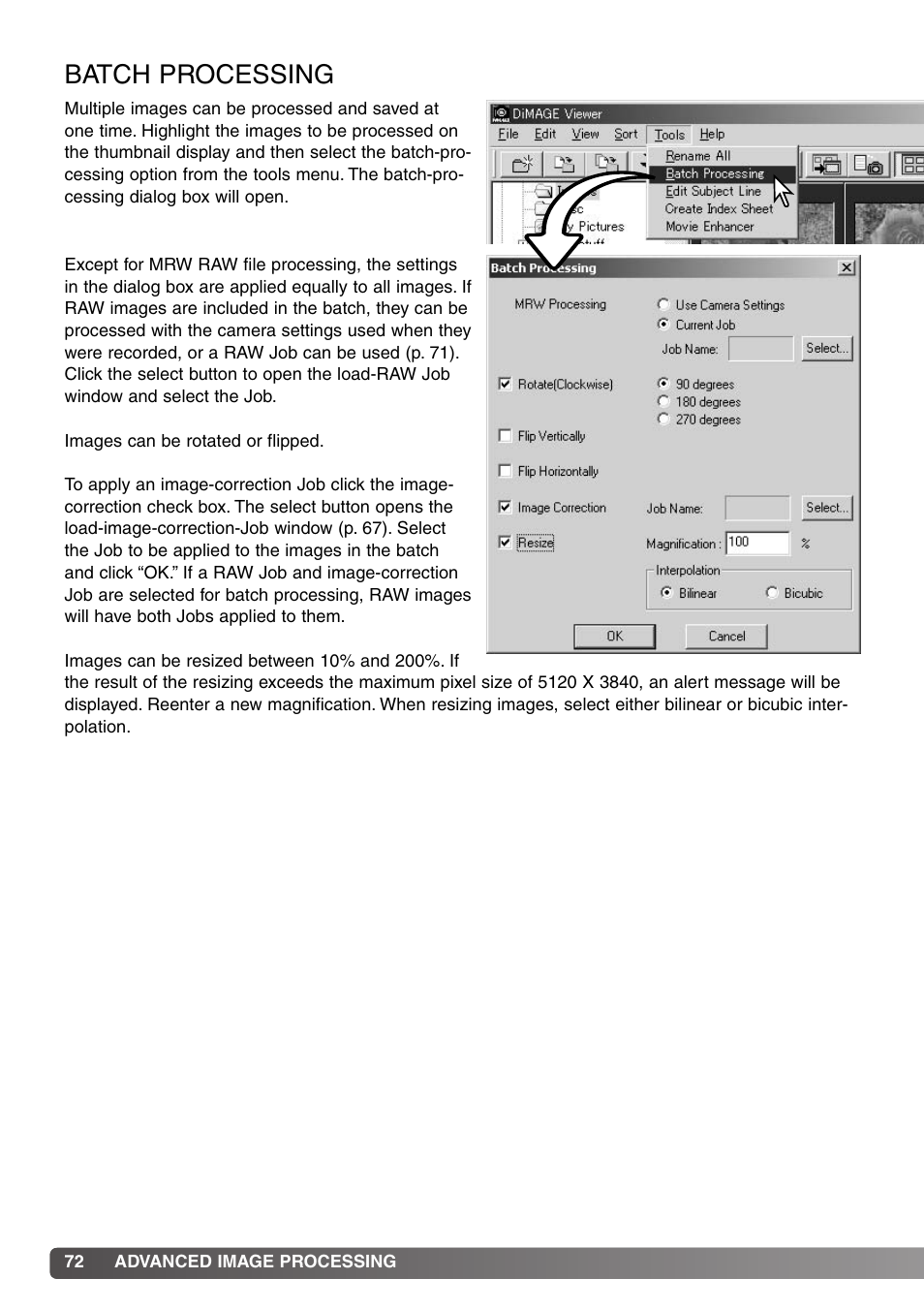 Batch processing | Konica Minolta DiMAGE Viewer User Manual | Page 72 / 92