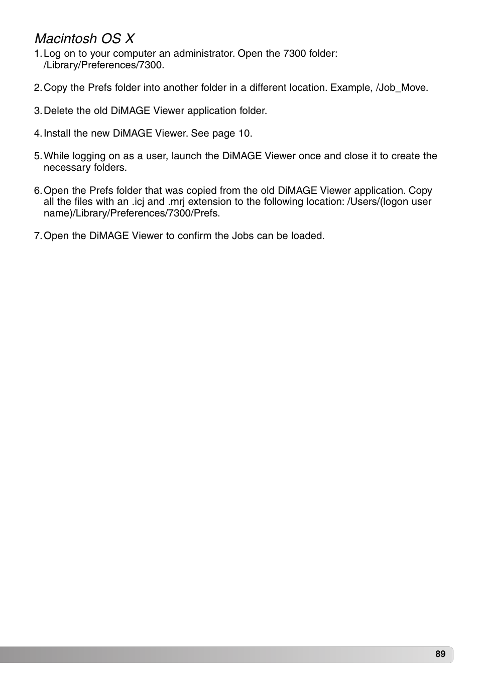 Macintosh os x | Konica Minolta DiMAGE Viewer User Manual | Page 89 / 92