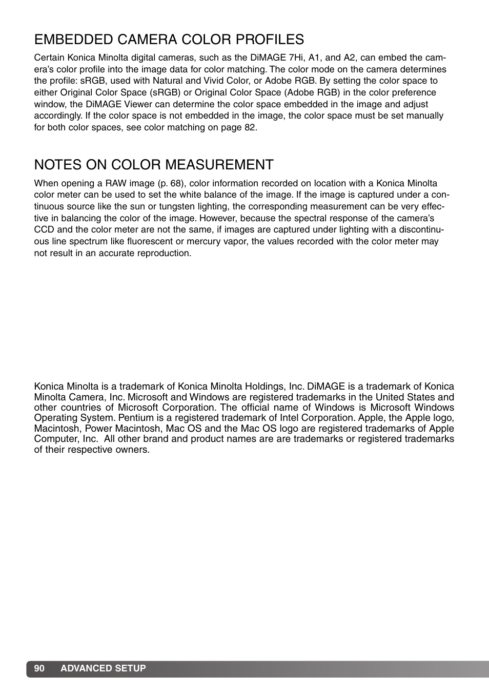 Embedded camera color profiles | Konica Minolta DiMAGE Viewer User Manual | Page 90 / 92