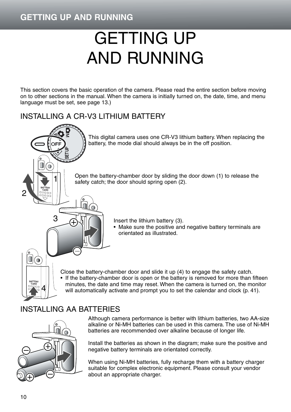Getting up and running | Konica Minolta DiMAGE E203 User Manual | Page 10 / 56