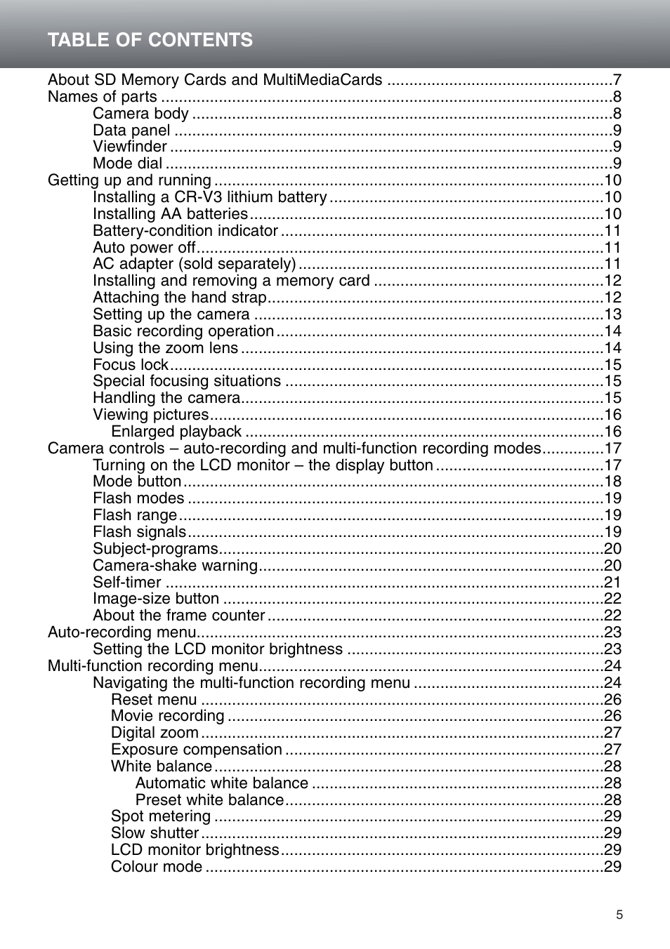 Konica Minolta DiMAGE E203 User Manual | Page 5 / 56