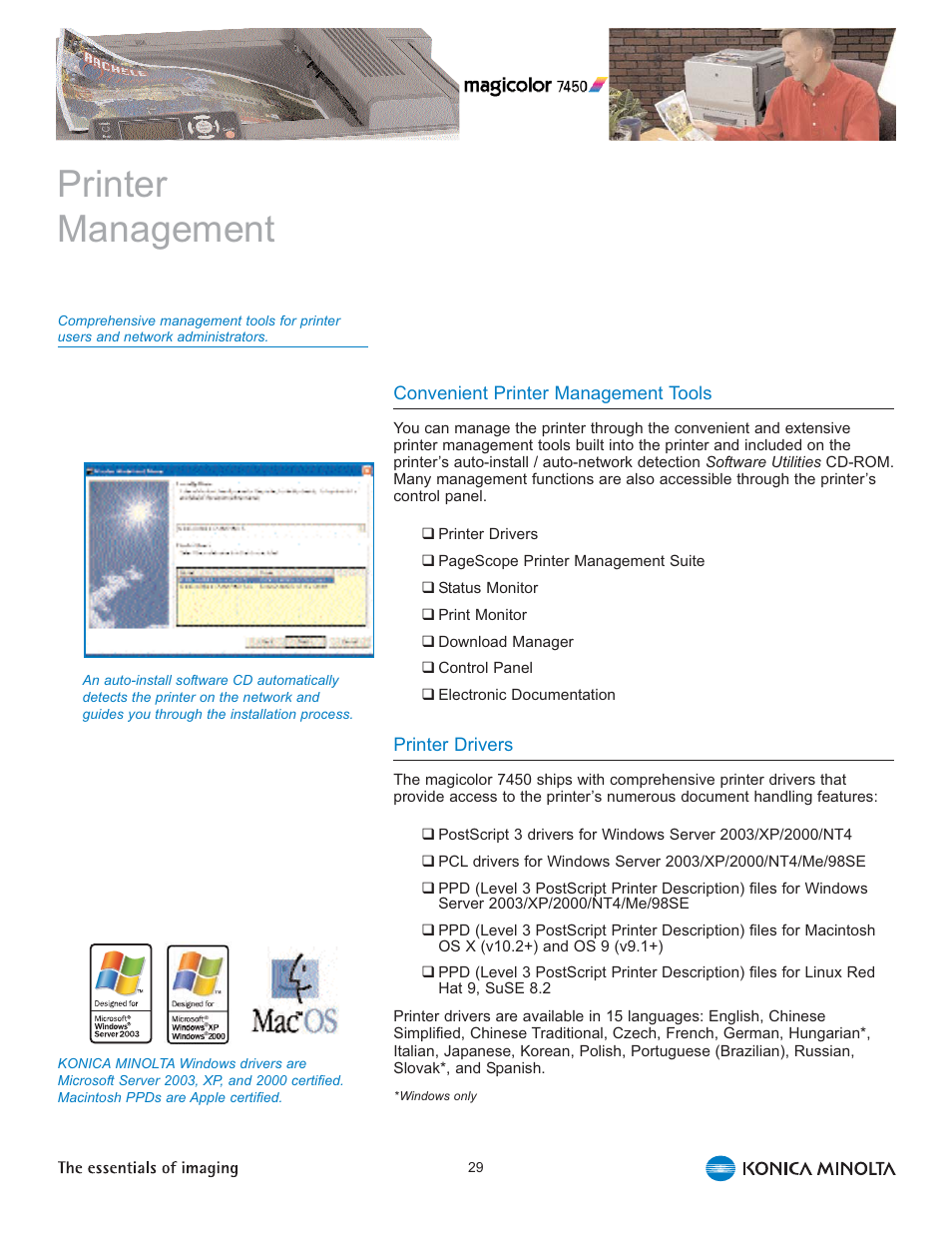 Printer management | Konica Minolta Magicolor 7450 User Manual | Page 33 / 46