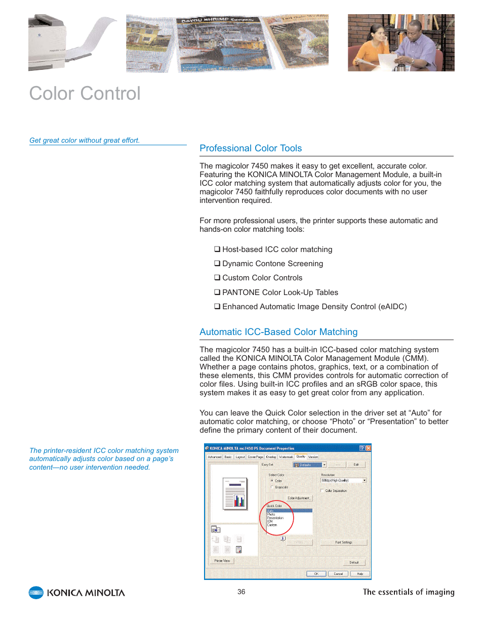 Color control | Konica Minolta Magicolor 7450 User Manual | Page 40 / 46