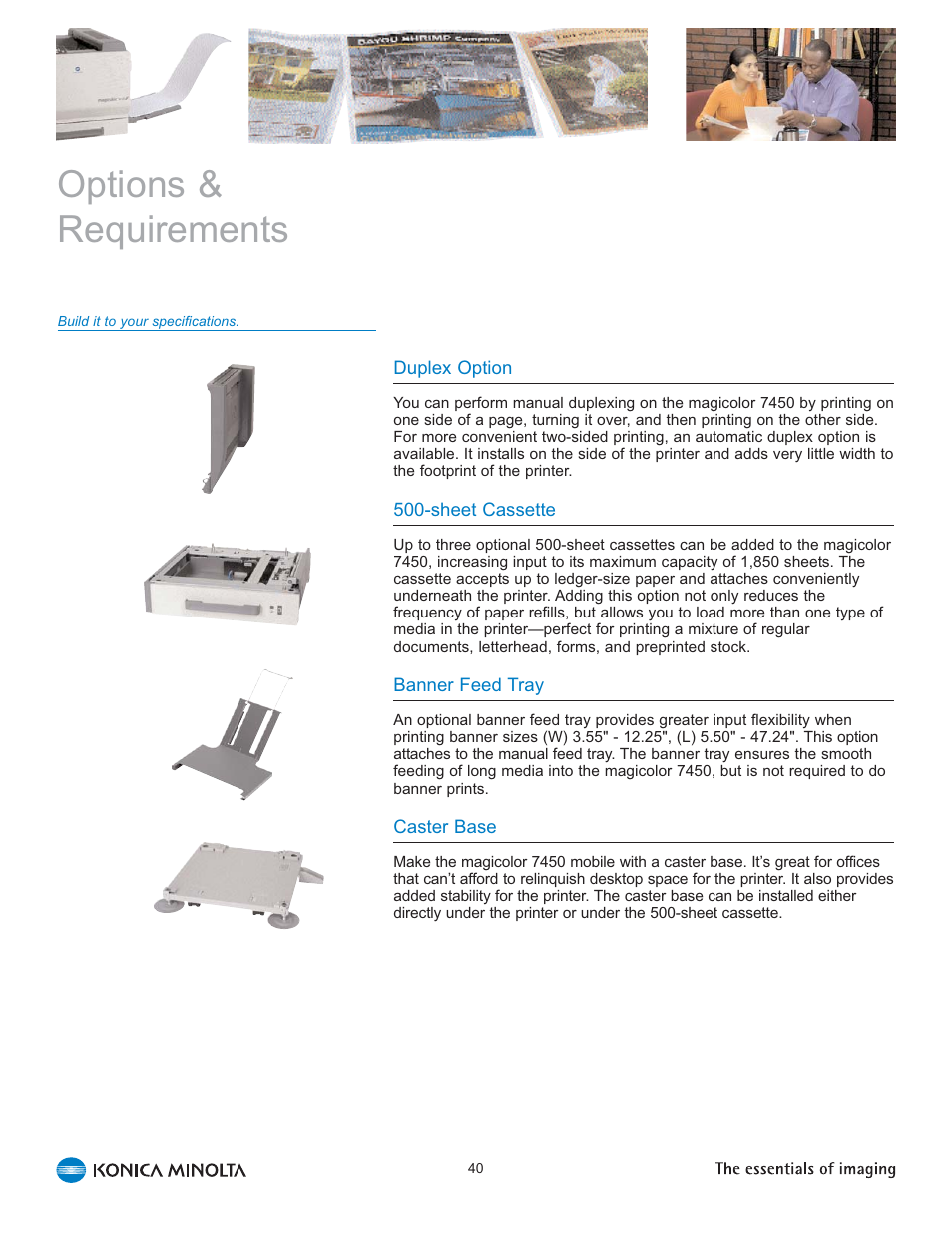 Options & requirements | Konica Minolta Magicolor 7450 User Manual | Page 44 / 46