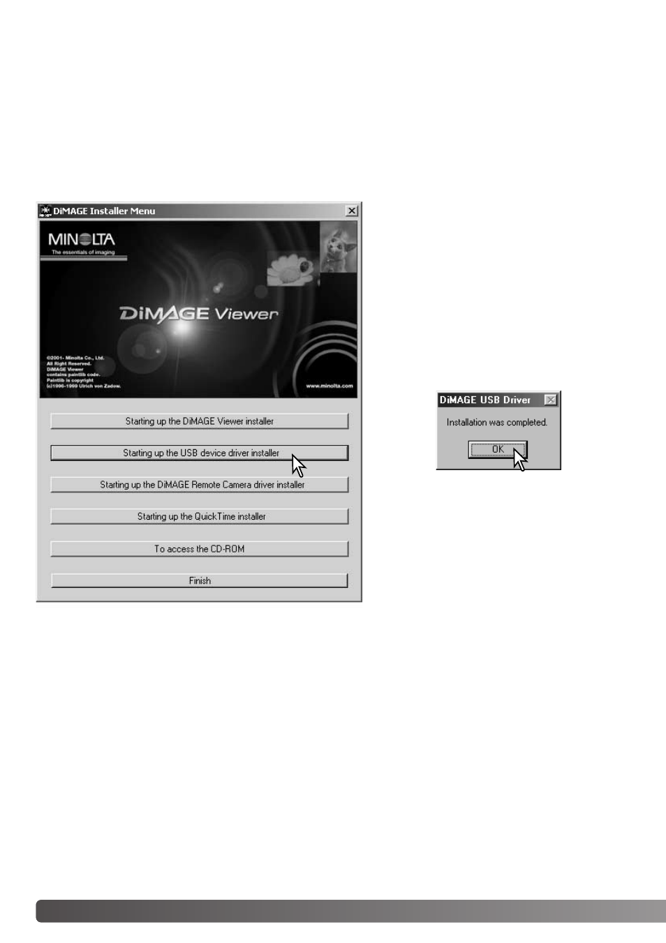 Connecting to windows 98 / 98 second edition, Automatic installation | Konica Minolta Dimage A1 User Manual | Page 148 / 172