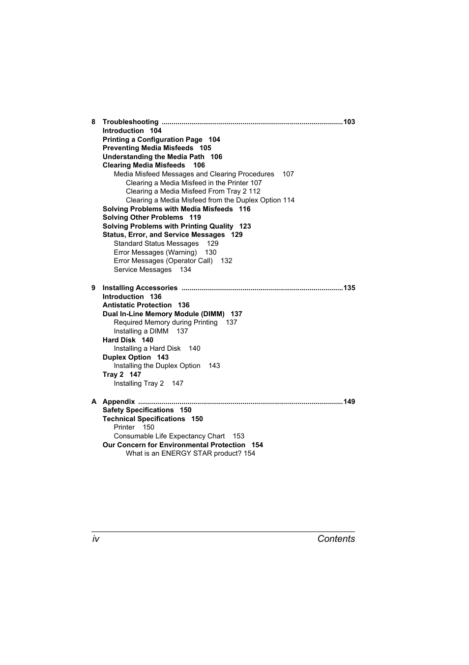 Contents iv | Konica Minolta bizhub C10P User Manual | Page 12 / 168