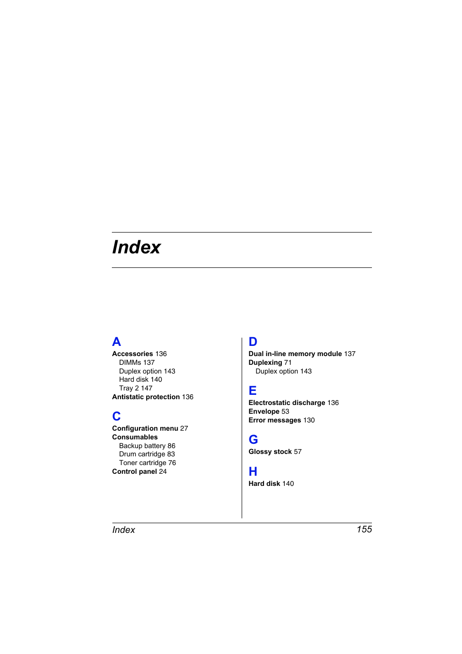 Index, A to h | Konica Minolta bizhub C10P User Manual | Page 167 / 168