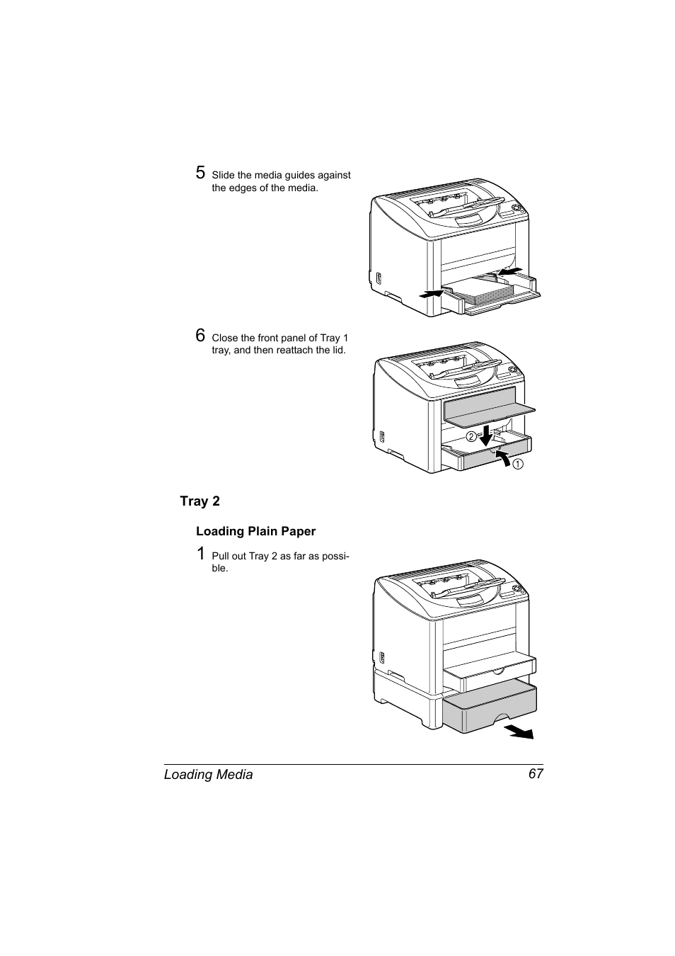 Tray 2, Loading plain paper, Tray 2 67 | Loading plain paper 67 | Konica Minolta bizhub C10P User Manual | Page 79 / 168