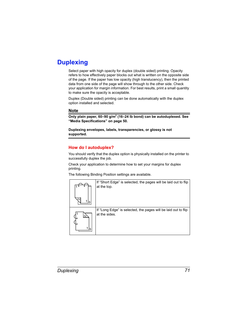 Duplexing, Duplexing 71 | Konica Minolta bizhub C10P User Manual | Page 83 / 168