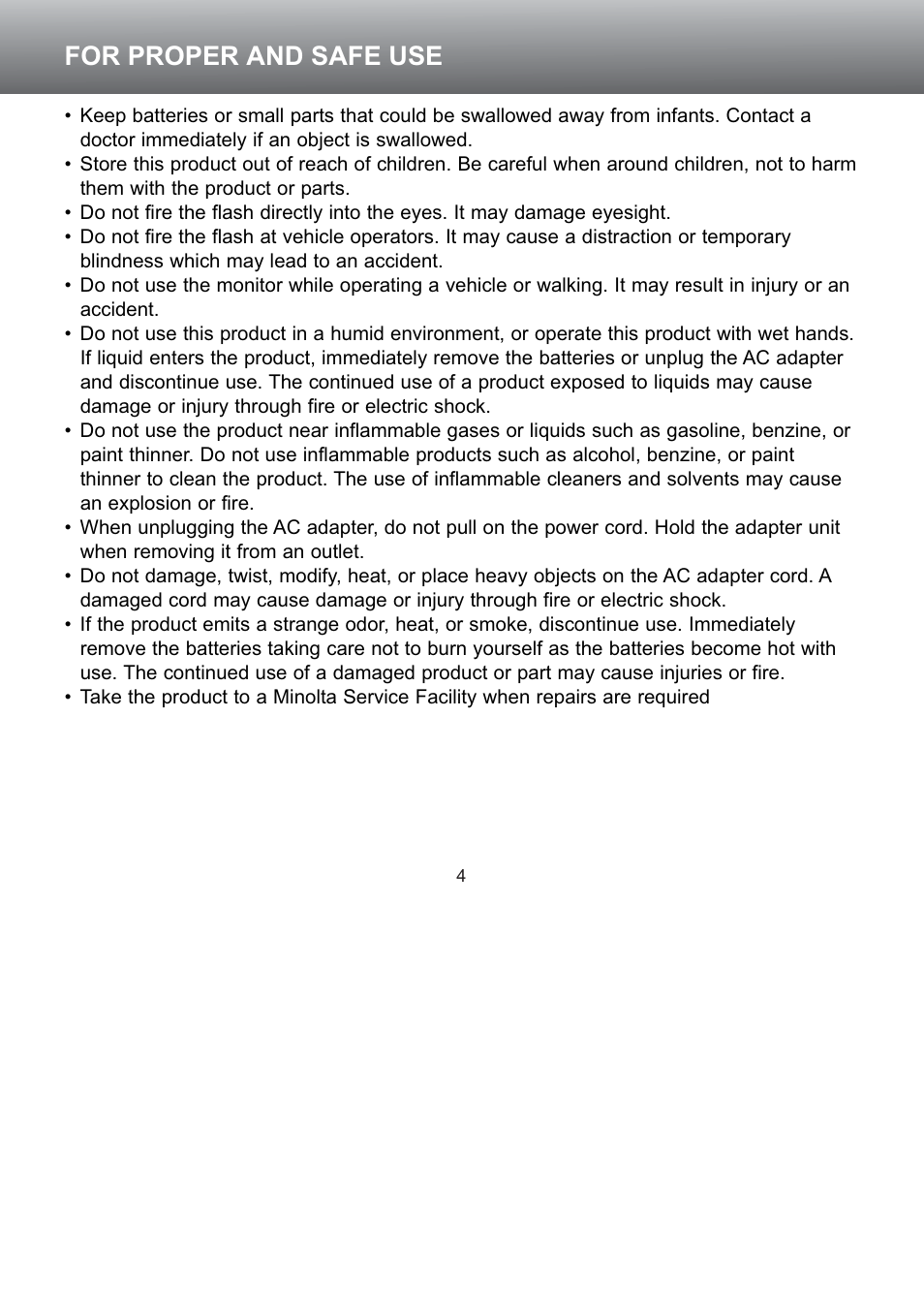 For proper and safe use | Konica Minolta S304 User Manual | Page 4 / 118