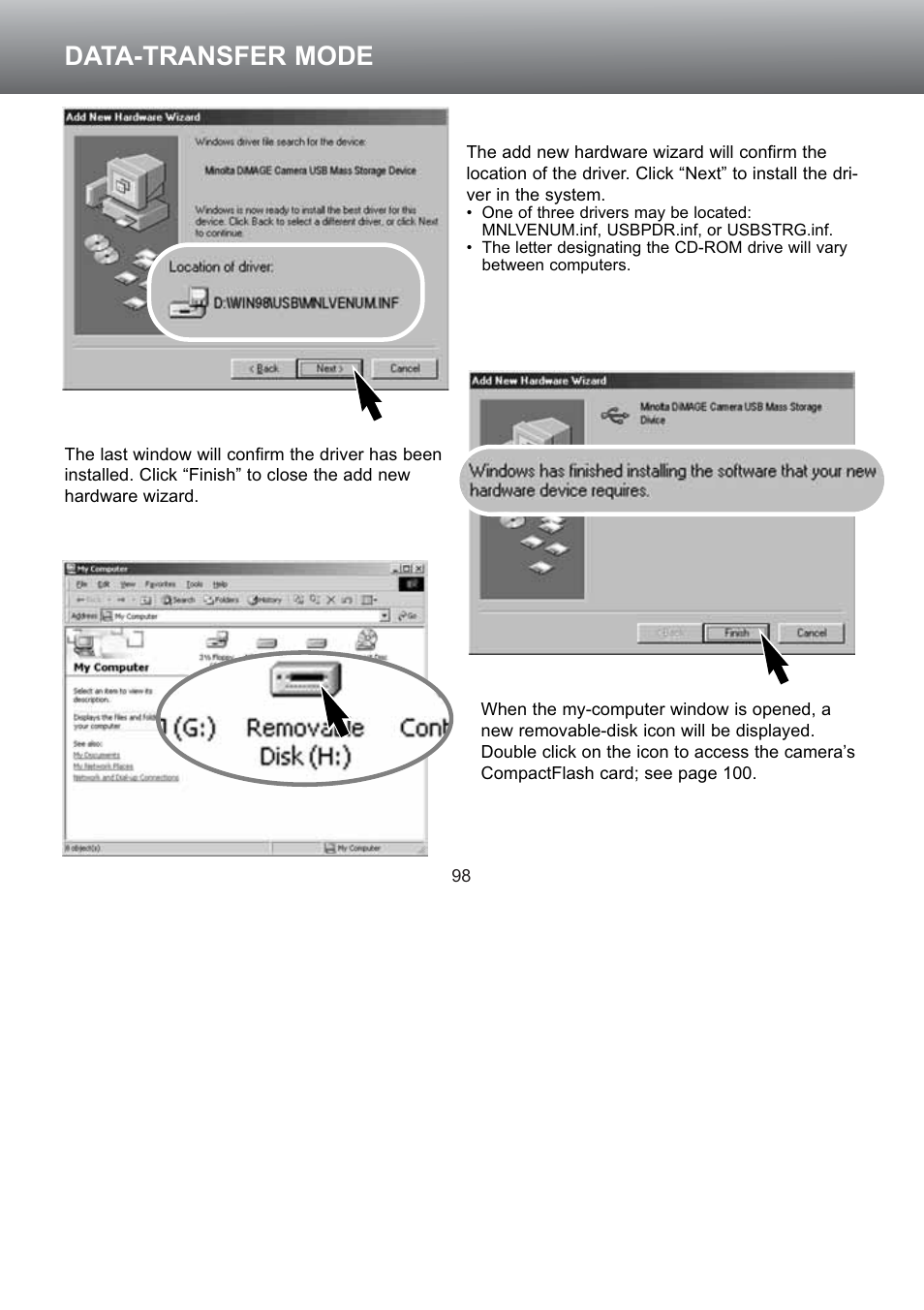 Data-transfer mode | Konica Minolta S304 User Manual | Page 98 / 118