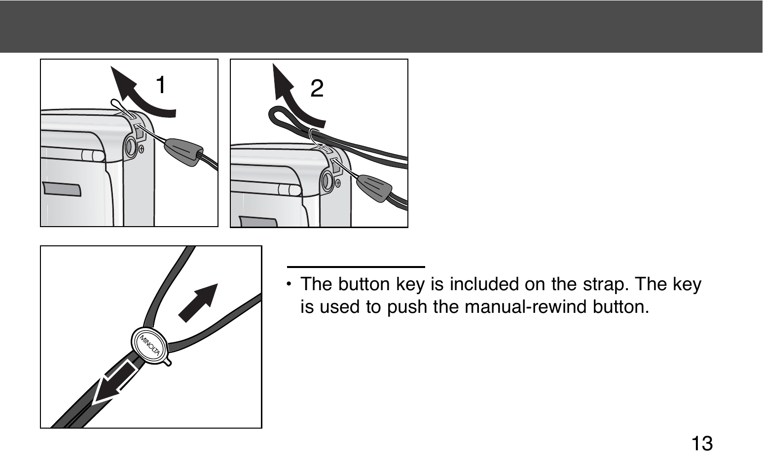 Attaching the camera strap | Konica Minolta 130C User Manual | Page 13 / 56