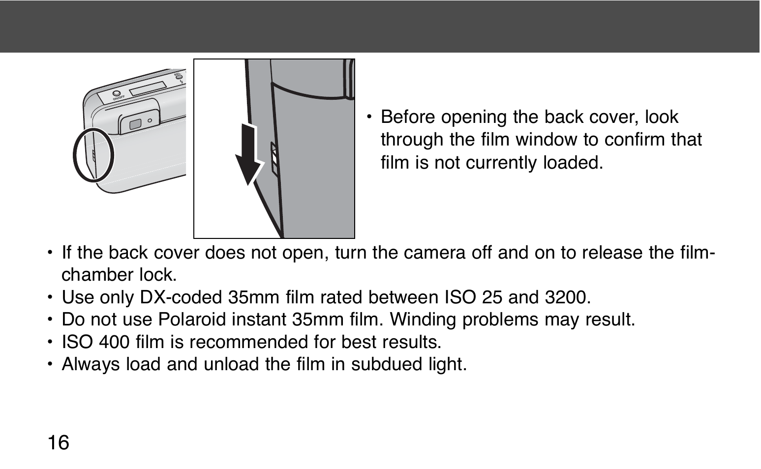 Loading the film | Konica Minolta 130C User Manual | Page 16 / 56
