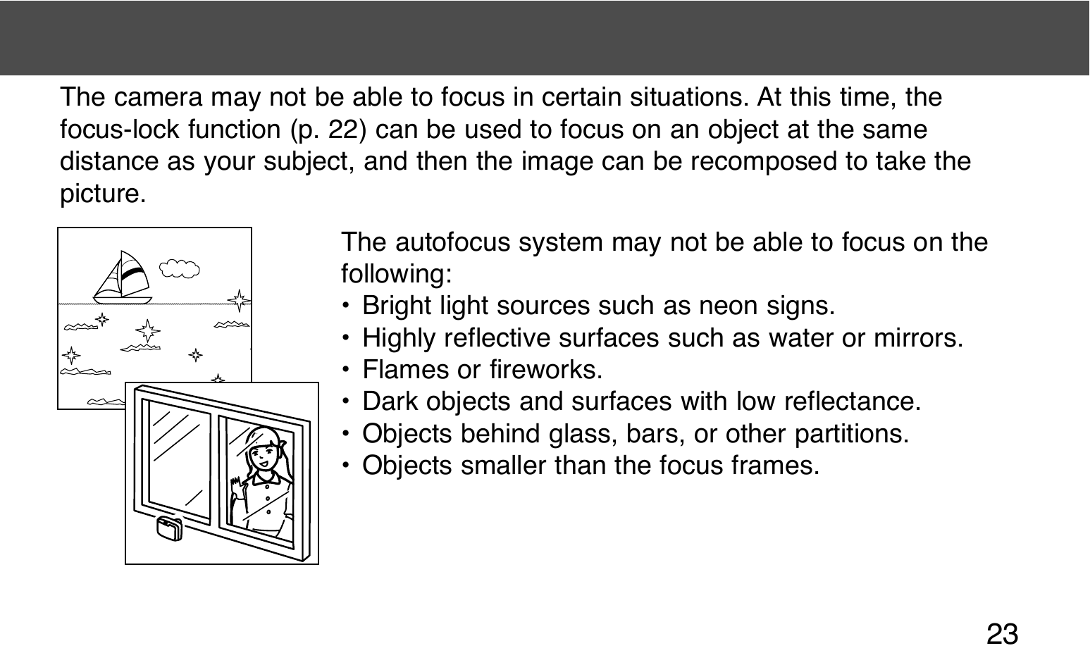 Special focusing situations | Konica Minolta 130C User Manual | Page 23 / 56