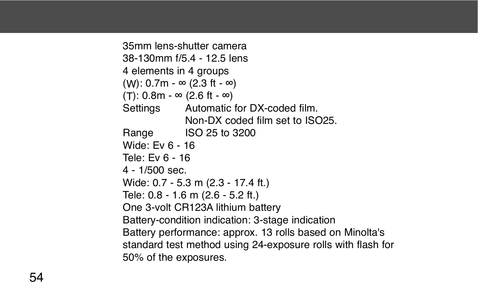 Technical specifications | Konica Minolta 130C User Manual | Page 54 / 56