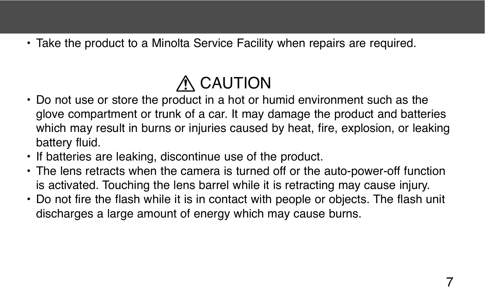 Caution | Konica Minolta 130C User Manual | Page 7 / 56