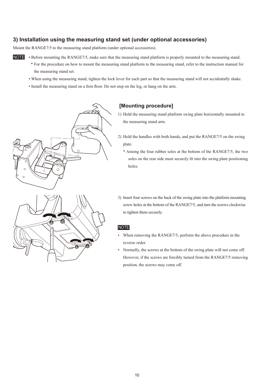 Mounting procedure | Konica Minolta Non-Contact 3D Digitizer Range7 User Manual | Page 12 / 26
