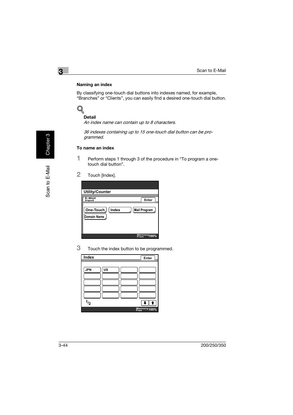 Naming an index, To name an index, Naming an index -44 to name an index -44 | Konica Minolta BP-200 User Manual | Page 137 / 468