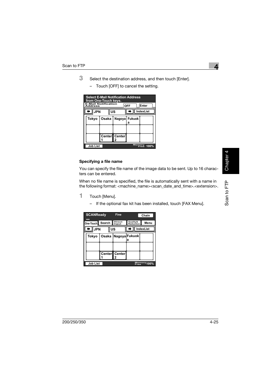 Specifying a file name, Specifying a file name -25 | Konica Minolta BP-200 User Manual | Page 172 / 468