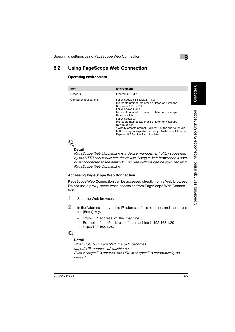 Operating environment, 2 using pagescope web connection | Konica Minolta BP-200 User Manual | Page 284 / 468