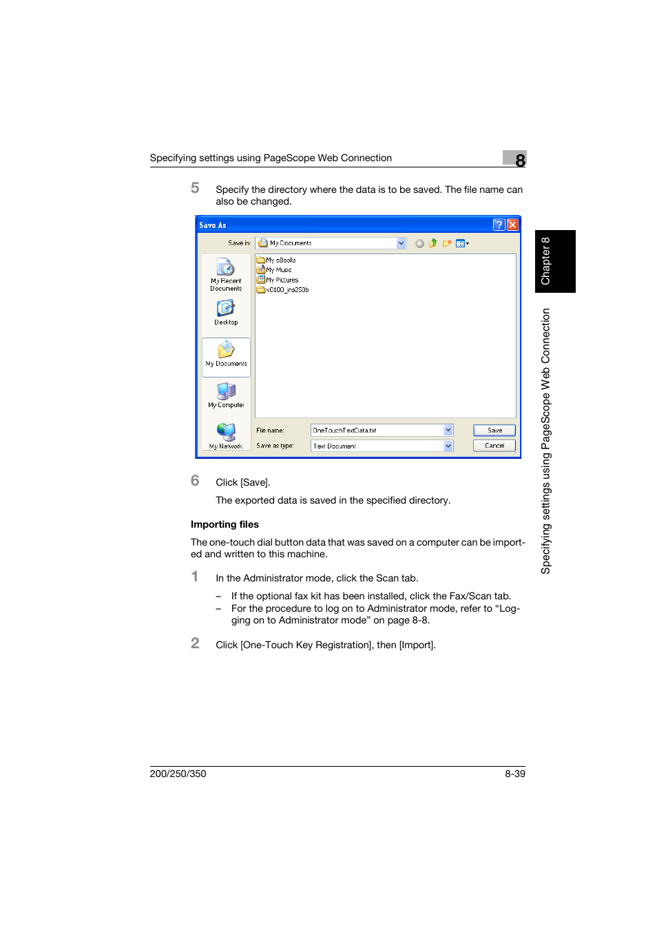 Importing files, Importing files -39 | Konica Minolta BP-200 User Manual | Page 318 / 468