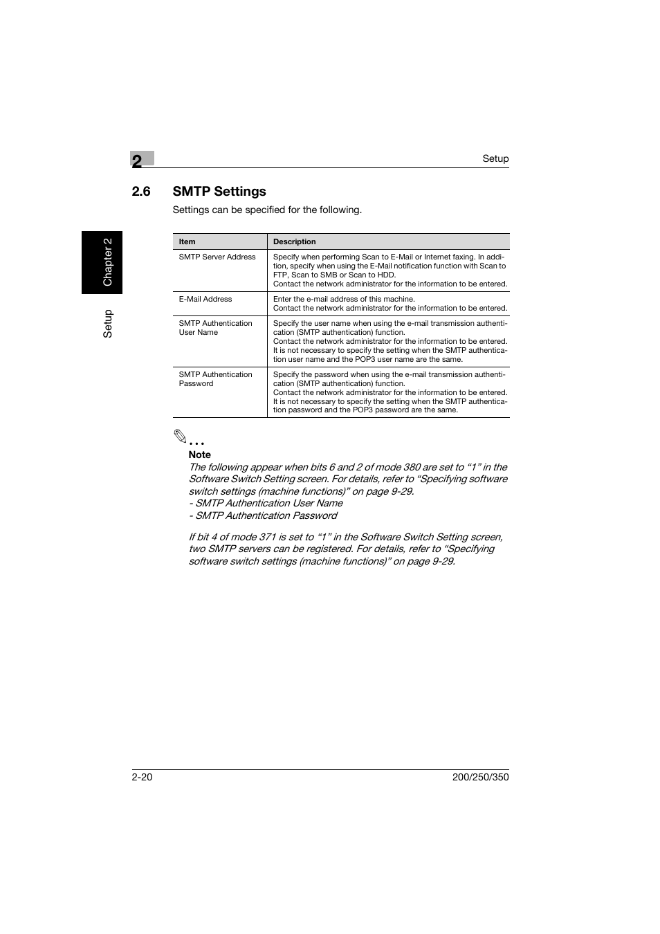 6 smtp settings, Smtp settings -20 | Konica Minolta BP-200 User Manual | Page 53 / 468