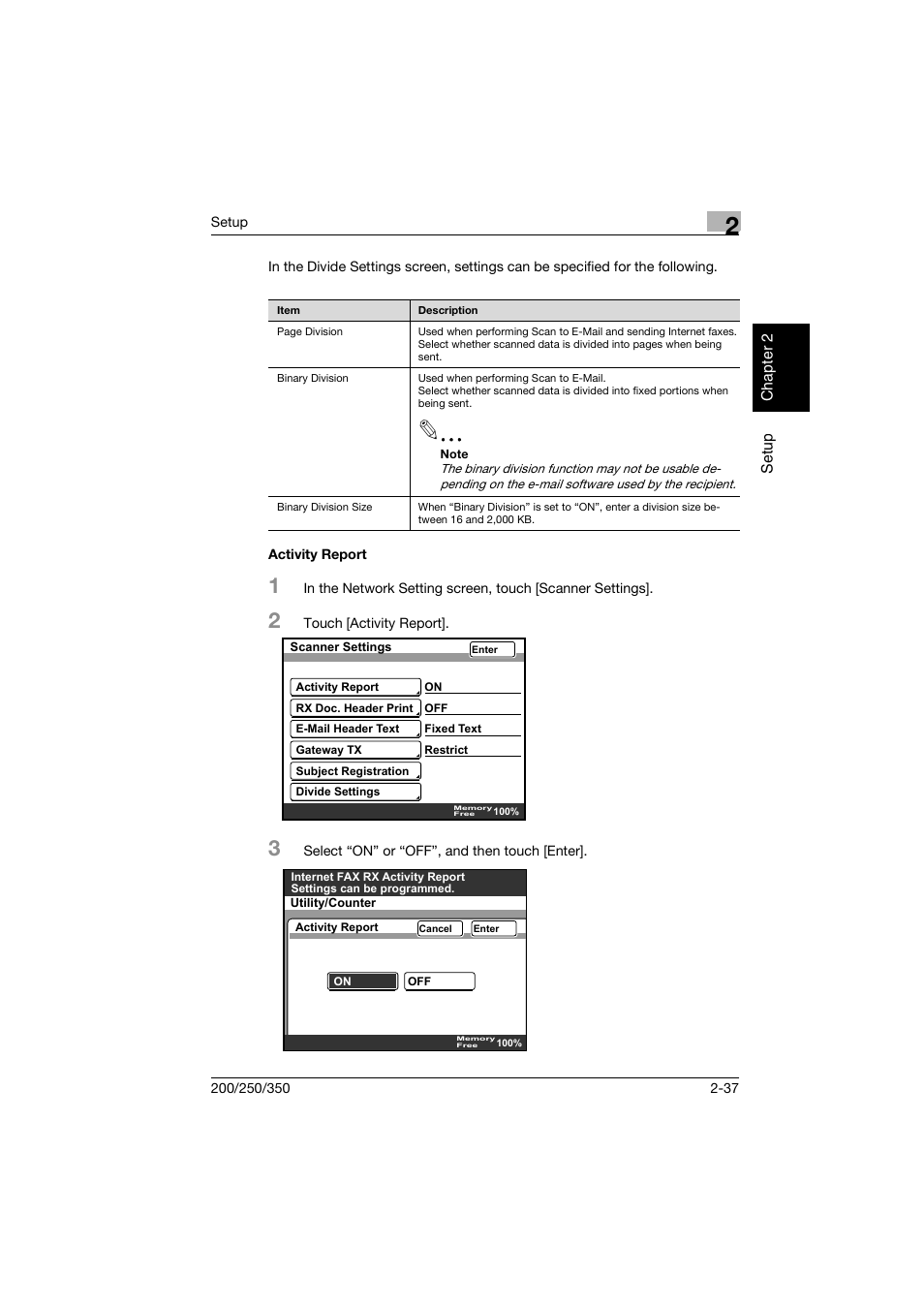 Activity report, Activity report -37 | Konica Minolta BP-200 User Manual | Page 70 / 468