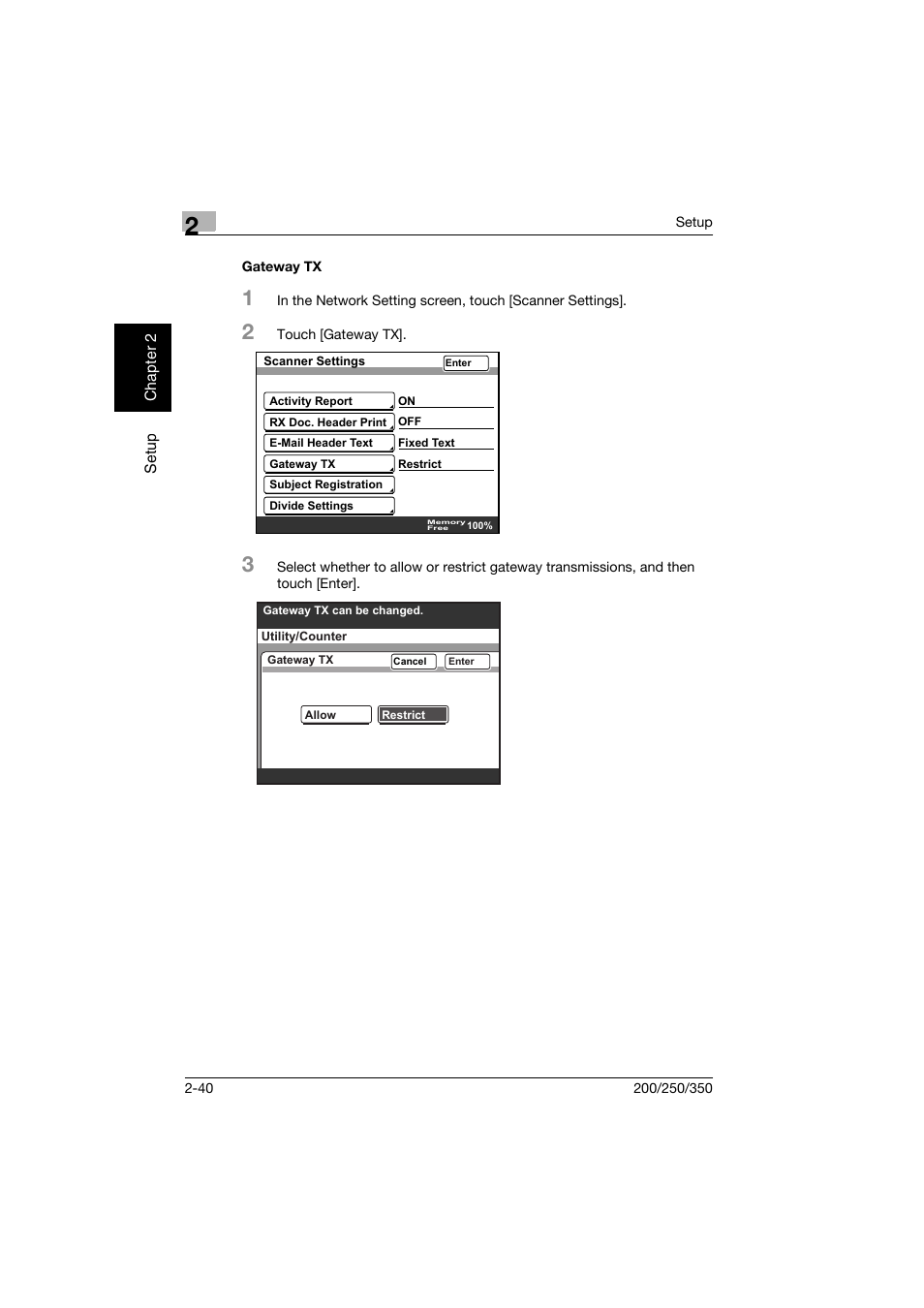 Gateway tx, Gateway tx -40 | Konica Minolta BP-200 User Manual | Page 73 / 468