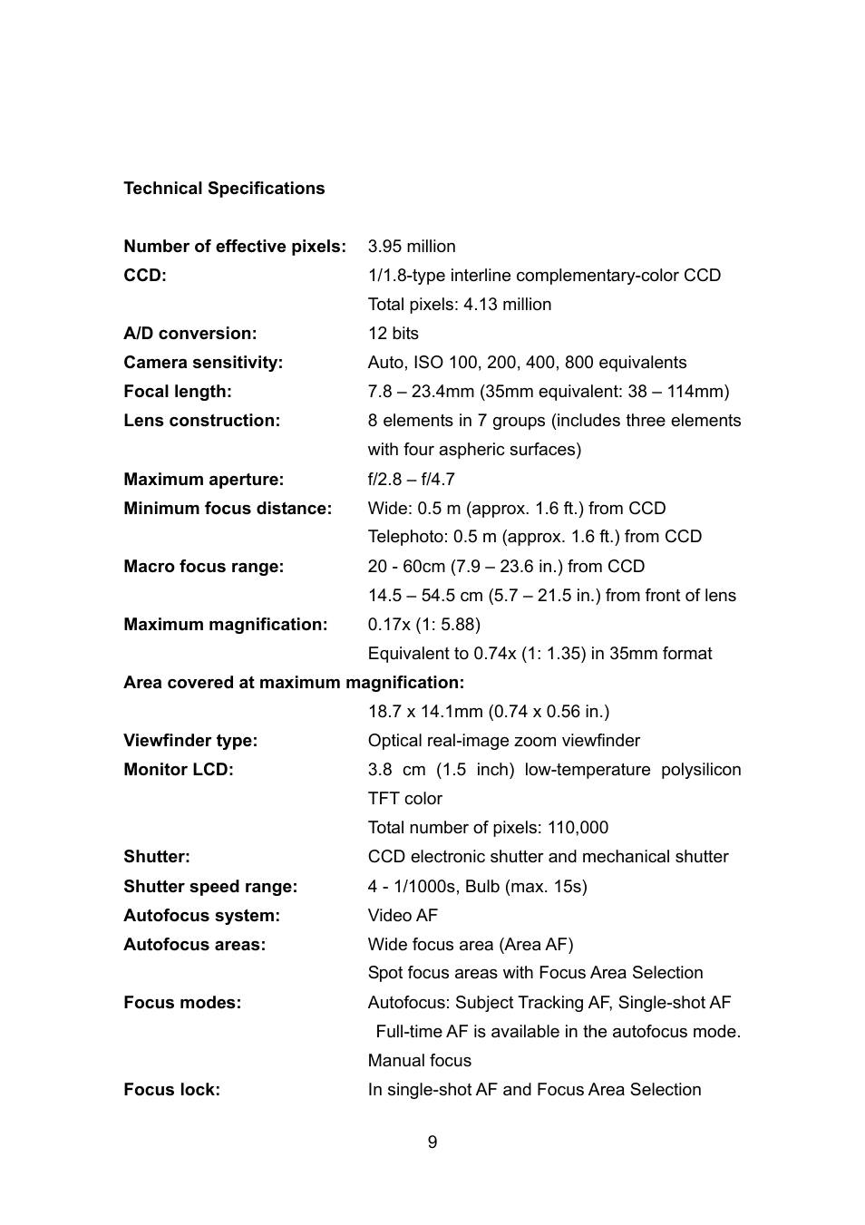 Konica Minolta DiMAGE F100 User Manual | 6 pages